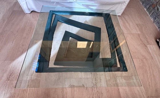 Roche Bobois Design Side Table – Glass, Wood (photo 3 of 5)