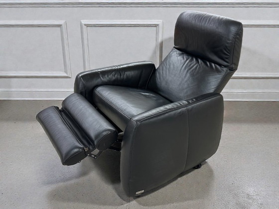 Image 1 of W. Schilling Ergoline – Lujoso sillón reclinable de cuero negro