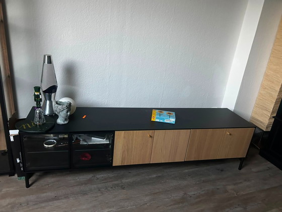 Image 1 of TV sideboard bench IKEA BOASTAD black/oak veneer