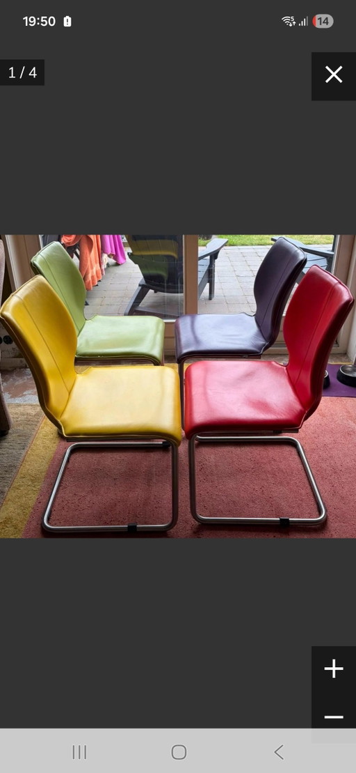 4x Bree's New World Luna Esszimmerstühle aus Leder – eetkamerstoelen, Leather, Metal (photo 2 of 5)