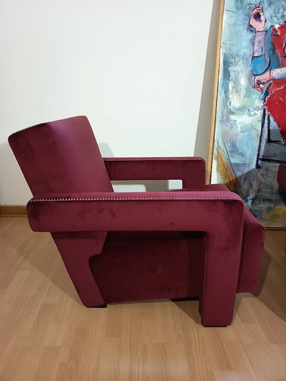 Image 1 of CASSINA 2X Poltrone 637 UTRECHT  (NUOVE MAI USATE) in Velluto 13L Ortigia/Plum con Cuciture in filo Naturale a punta Cavallo