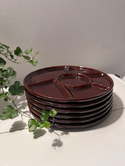 Keramische Vintage Fondue Gourmet-Teller