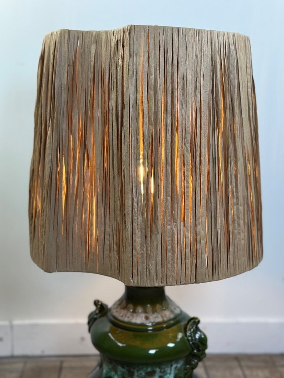 Image 1 of Vintage 1960 groene keramische lamp