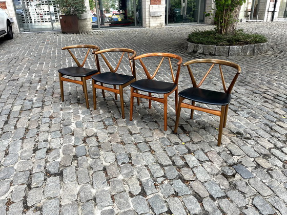 Image 1 of 4 sedie di Henning Kjaernulf, per Bruno Hansen, Danimarca, anni '50