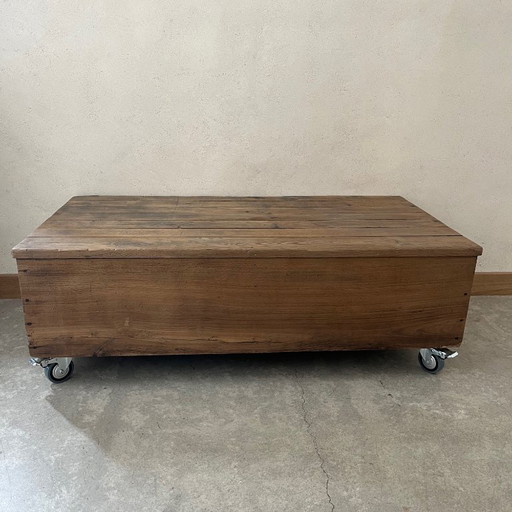 wooden coffee table with castors