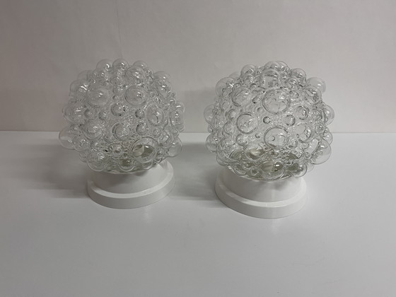 Image 1 of 2 stuks vintage helder glas Helena Tynell Bubble plafondlamp wandlamp