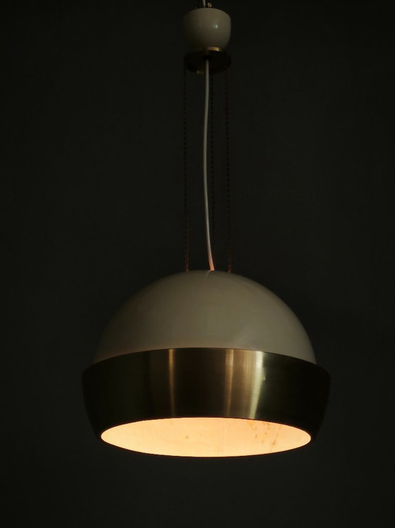 1970s NAPAKO Space Age Brass and Cream Pendant Light, Czechoslovakia – Chandeliers (photo 11 of 11)