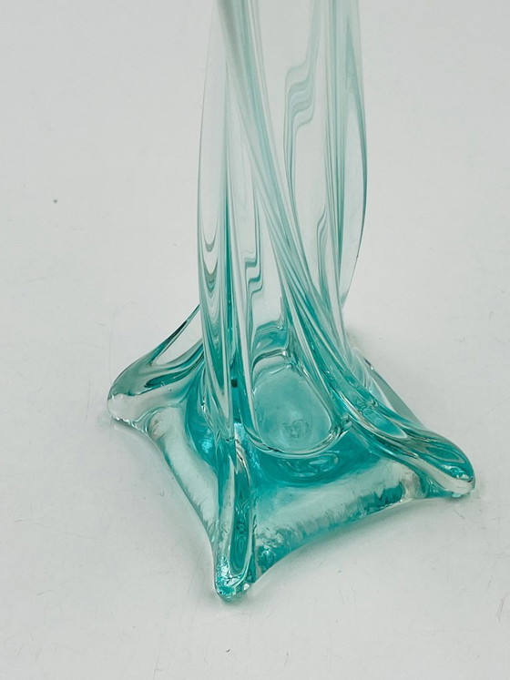 Image 1 of Vintage Murano-style twisted green glass soliflore