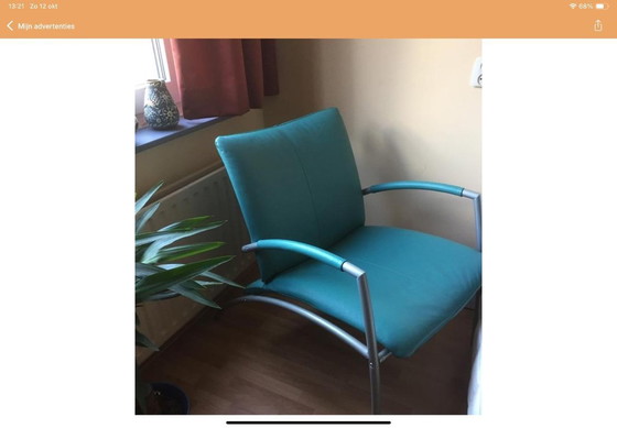 Image 1 of Stijlvolle, leren, design fauteuil. Nieuwstaat.