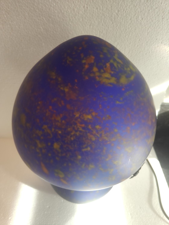 Image 1 of Ambachtelijke mushroom glaspasta lamp blauw volglas