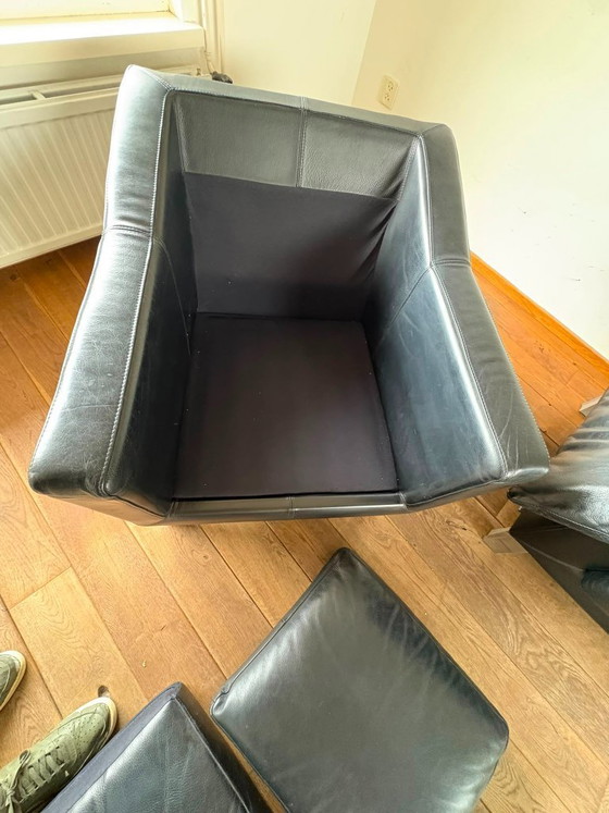 Leolux 2-seater sofa Leather black set with 2 chairs – 3-5 seaters, Metal (photo 4 of 15)
