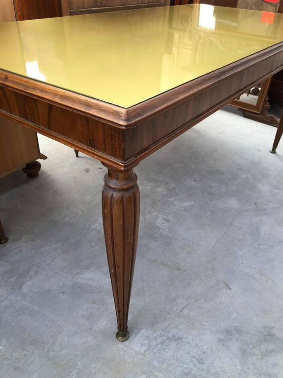 Esstisch im Stil von Paolo Buffa, 1960er Jahre – Esstische, Holz, Glas, Mid Century Modern (photo 5 of 6)