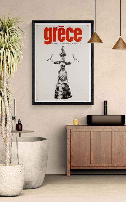 Grèce – 1964 – Affiche de voyage vintage originale de M. Katzourakis – Style moderne du milieu du XXe siècle (photo 2 of 8)