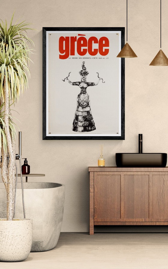 Grèce – 1964 – Affiche de voyage vintage originale de M. Katzourakis – Style moderne du milieu du XXe siècle (photo 2 of 8)