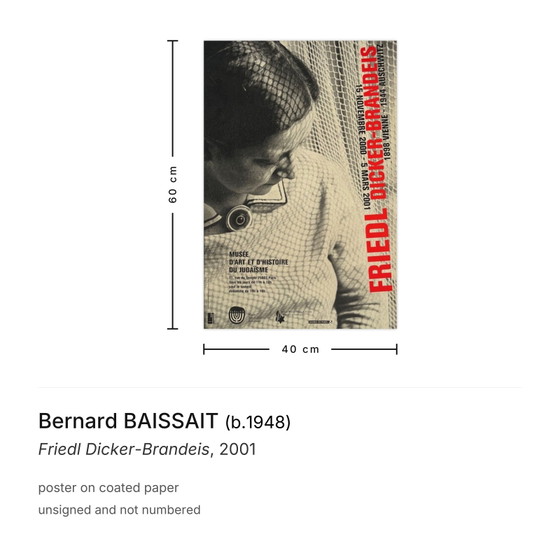 Bernard Baissait Poster Friedl Dicker-Brandeis 2001 – Affiches, Paper (photo 3 of 5)