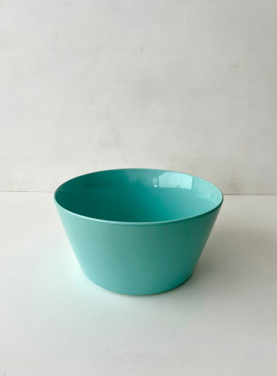 Image 1 of Bol Arabia Tilda Finland turquoise vintage milieu du siècle, bol à salade, bol de service, bol en porcelaine