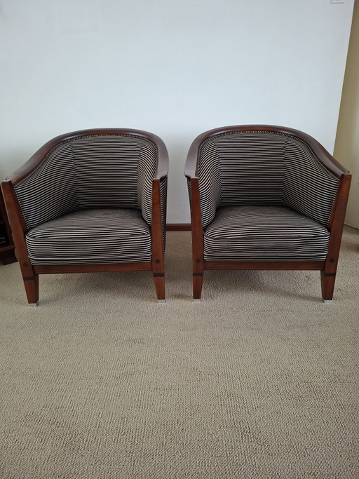 Set di lusso di 2 poltrone Baan Meubelen – Sedie a secchiello in stile Art Déco – fauteuils, Textile, Wood