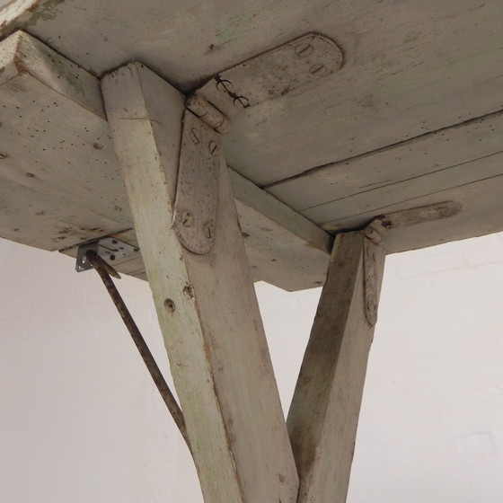 Image 1 of Grande table pliante, table à bière Biere Amos Metz, années 1930