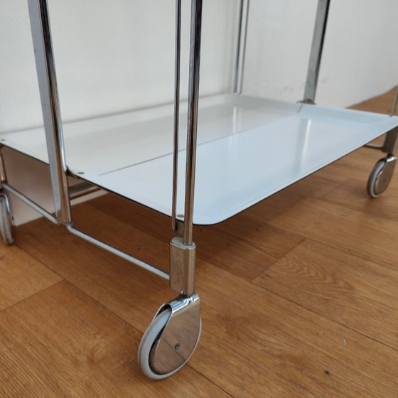 Image 1 of Vintage Barcart Drankkar Trolley Butlerwagen Serveerwagen. Opklapbaar