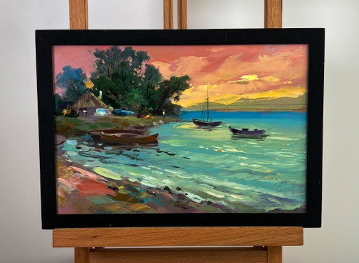 Bateaux au coucher du soleil