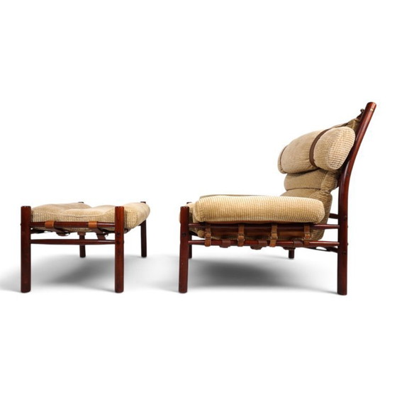 Arne Norell Inca fauteuil met voetenbank – Originele corduroy bekleding, 1970 – Textile, Vintage (photo 17 of 21)