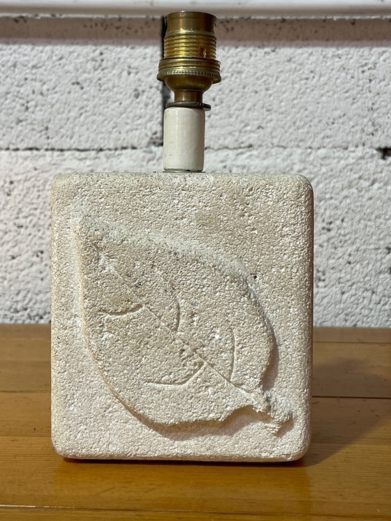 Image 1 of Lampada vintage in pietra con paralume in corda, anni '70