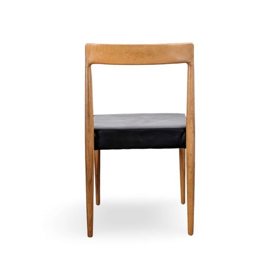 Ensemble original de 6 chaises Midcentury Lübke Noyer Cuir Vintage, Fauteuils d'appoint, Bois, Noir (photo 6 sur 10)