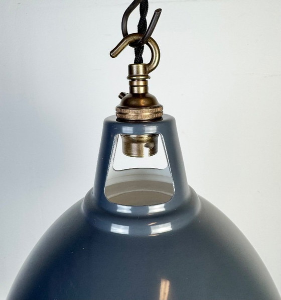 Image 1 of Lampada a sospensione vintage industriale verniciata in grigio, anni 2000