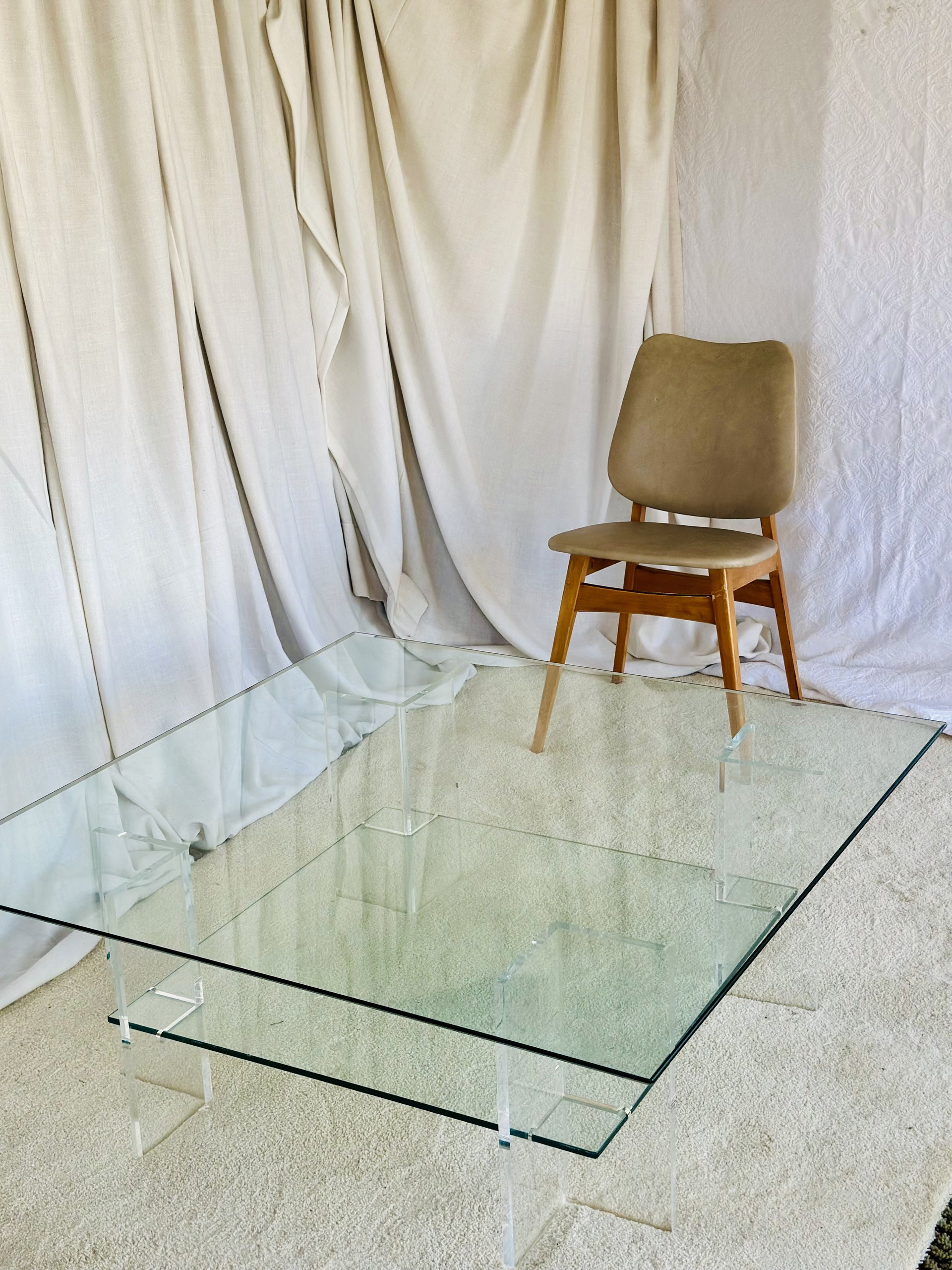 Glass Coffee Table Vintage Design Plexiglass Midcentury | €405