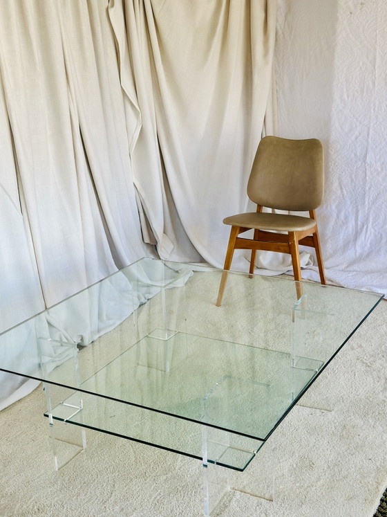 Image 1 of Glass Coffee Table Vintage Design Plexiglass Midcentury