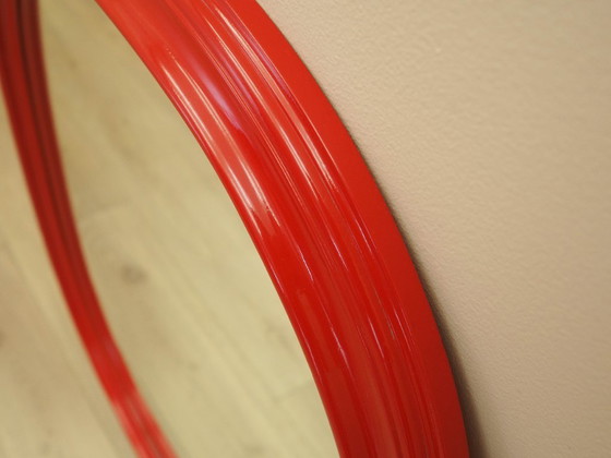 Image 1 of Miroir à cadre rouge, design danois, années 1970, fabriqué au Danemark
