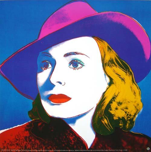 Andy Warhol--Lithographie couleur offset Ingrid Bergman