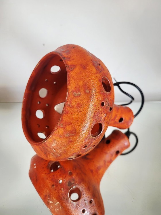 Image 1 of Fat Lava ceramic pendant lamp, orange tones, 1950s