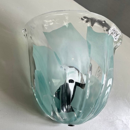 1980s La Murrina Murano glass wall sconce with Aquamarine inlays. Mod. 691 Large.