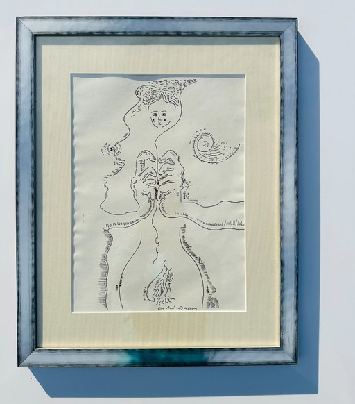 Vintage framed lithograph "Le Fil d'Ariane" by André Masson, France 1970