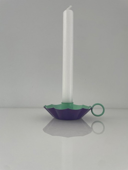 Moderner Kerzenständer / Wandleuchter in Flieder & Mint