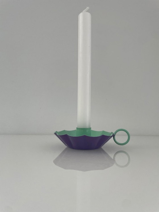 Image 1 of Moderne kandelaar / blaker lila & mint