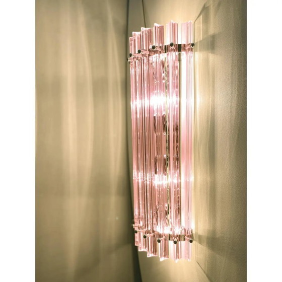 Image 1 of Apliques de pared italianos de cristal de Murano rosa “Triedro” — Par