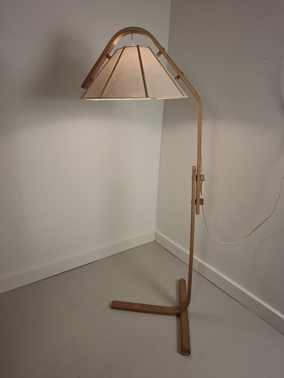Image 1 of Lampada da terra vintage in legno Jan Wickelgren (design scandinavo)