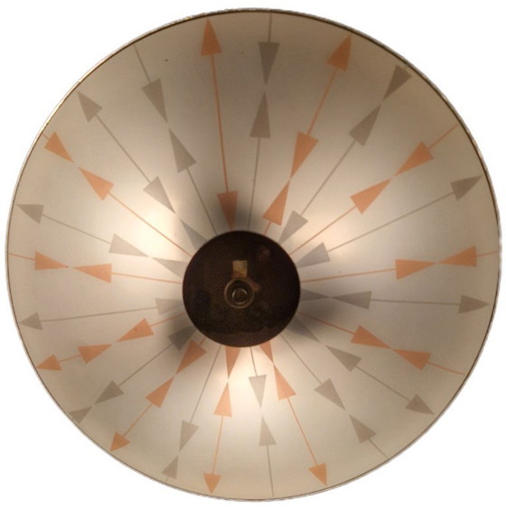 Image 1 of Vintage Czech Brussels Style Pendant Lamp – Atomic Arrow Glass – Žukov, 1960s