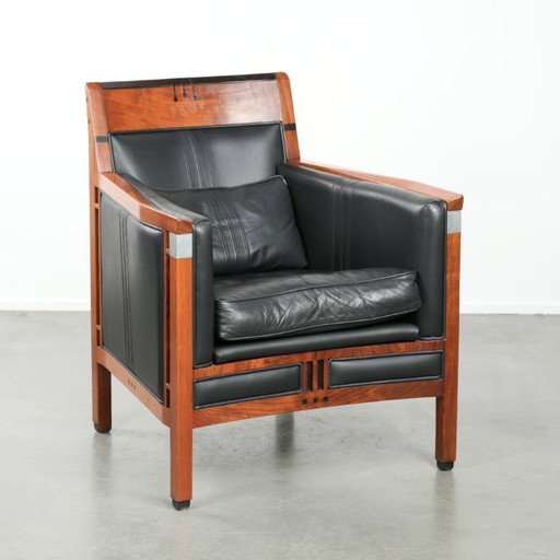 Fauteuil Schuitema en cuir noir style Art Déco, en bon état, de la série Decoforma