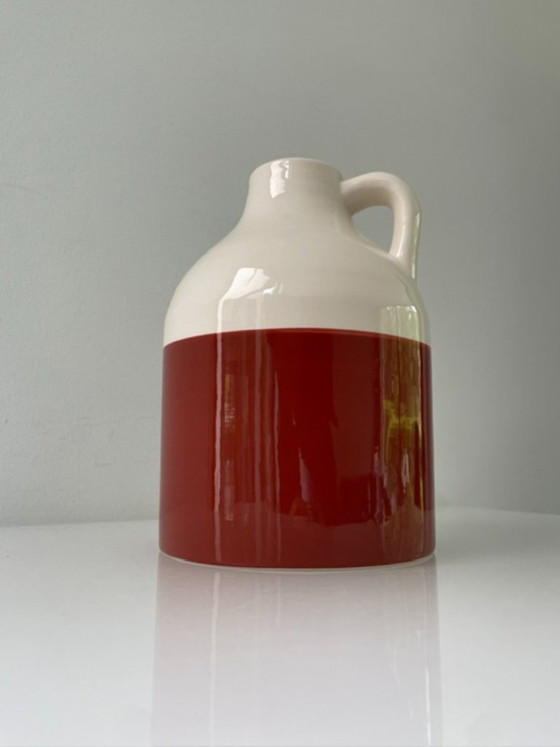 Image 1 of Decorative ceramic jug with white and terra glaze