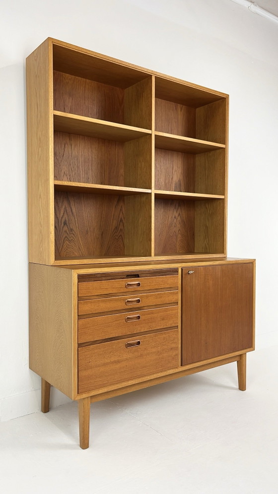 Swedish Vintage Teak Veneer Bookcase – Storage cabinet, Wood, Mid Century Modern (photo 9 of 15)