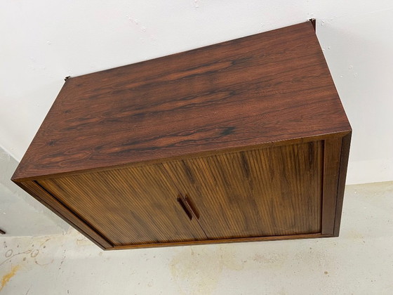 Image 1 of Rosewood Tambour Door Cabinet By Kai Kristiansen For Feldballes