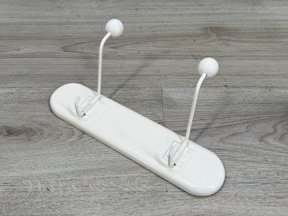 Image 1 of Mid-century white coat rack with spherical hooks
