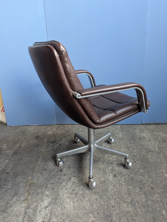 Midcentury Artifort 'Channel' Office chair -Geoffrey Harcourt – Leather, Metal (photo 5 of 12)