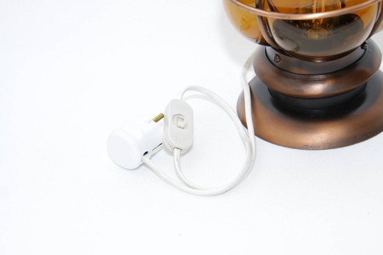 Image 1 of Table lamp metal frame glass 36cm 80s vintage