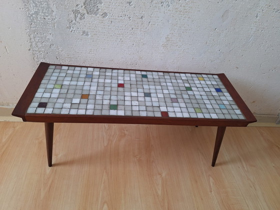 Image 1 of Mesa de mosaico de teca única de los años 60