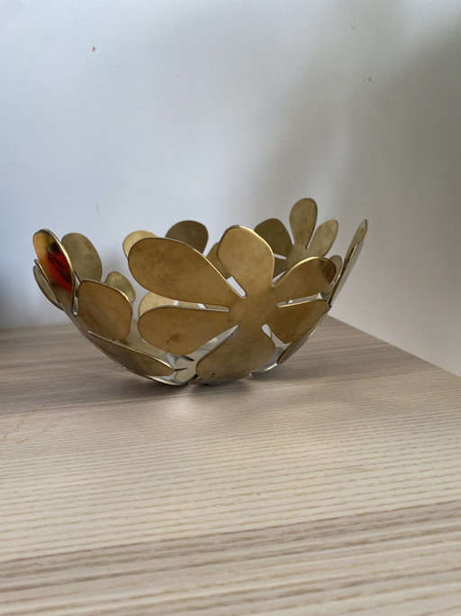 Vintage Ikea "Stockholm" 20 cm gold-colored metal fruit bowl in good condition