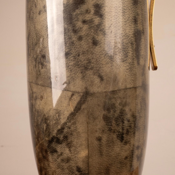 Termo Macabo de pergamino gris y latón Cusano Milanino, Italia 1960 – Carritos de bar, Brass (photo 10 of 18)